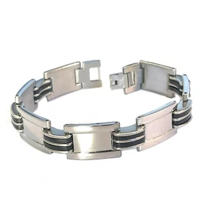 Bracciale in acciaio inox catena piatta da uomo donna braccialetto moto argento - Foto 1 di 5