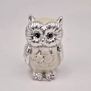 Eule in Perlmutt Optik weiß silber 5 cm - Dekofigur Eule 🦉 - Bild 1 von 5