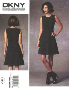 VOGUE V1421 DKNY Sleeveless, Lined Skater Dress w Seam Detail Sz 6-14 UNCUT - Bild 1 von 5