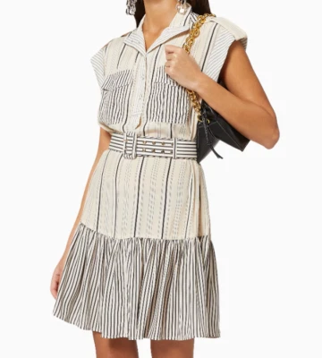 Zimmermann Ticking Stripe Mini Dress size 2 U.S. Size 8 (M) NWT Cream/Black NWT - Image 1 of 4