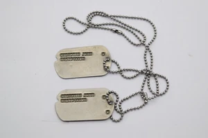 Vintage US Army WW2 Era Military Dog Tags w Bead Ball Chain - Picture 1 of 4
