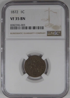 1872 1C NGC VF 35 BN Indian Head Cent [003] - Image 1 of 4