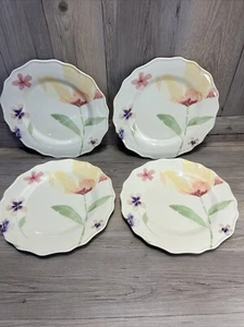 Target Home Melamine Dinner Plates Set of 4 Floral Scalloped 10.25''D - Picture 1 of 3