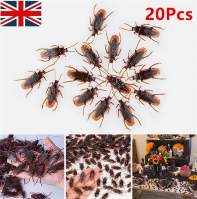 20Pcs Halloween Fake Plastic Cockroaches Toy Joke Creepy Toy Decor Prop UK - Image 1 of 4