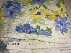 Jane Churchill Limited Nimes England Stoff Blumen Aquarelle Blau Gelb Weiß - Bild 1 von 5