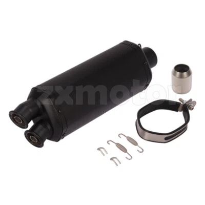 Motorcycles Exhaust Muffler Tail Pipe 430mm 17" Full Black Dual Outlet DB Killer - Image 1 of 4
