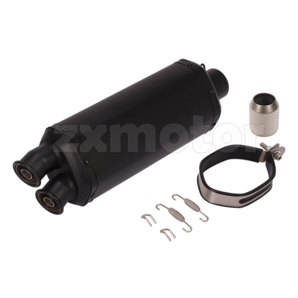 Motorcycles Exhaust Muffler Tail Pipe 430mm 17" Full Black Dual Outlet DB Killer - Image 1 of 4