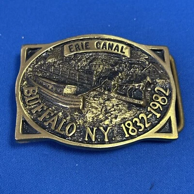 Erie Canal Buffalo NY State Solid Brass Belt Buckle Heritage Mint Vintage 1981 - Image 1 of 4