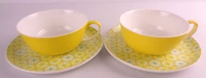 2 Sets of T2 Ceramic Yellow/Green/Blue Cups & Saucers 200ml - Imagen 1 de 7