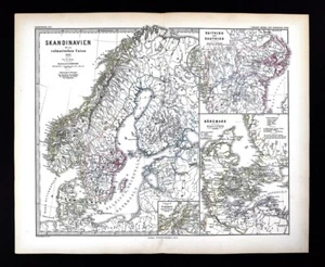 1880 Spruner Map Medieval Scandinavia Norway Sweden Finland Denmark Nidaros 1397 - Picture 1 of 6