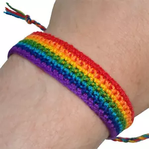 Gay Pride Rainbow Wristband Lesbian Friendship Bracelet LGBT Charm Cuff Bangle - Picture 1 of 2