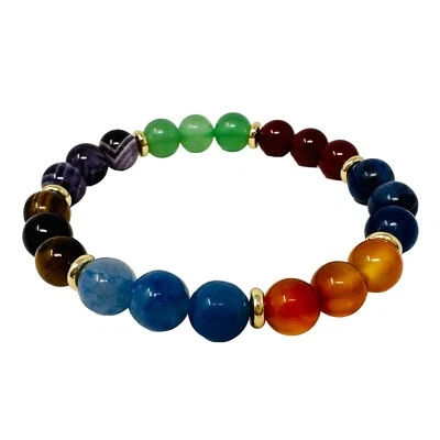 A Chakra Bracelet with Natural Stone Energy With Protection and 14K Gold Spacers - Image 1 of 4