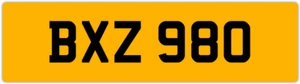 BXZ 980 B 3x3 DATELESS PRIVATE NUMBER PLATE BEC BEK BRY BEN BOB BAZ BIL BAS BON - Picture 1 of 1
