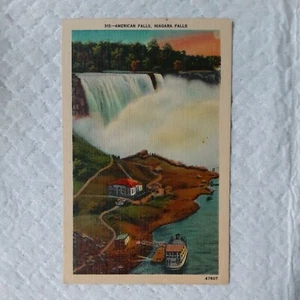 VTG LINEN POSTCARD AMERICAN FALLS, NIAGARA FALLS - Imagen 1 de 3