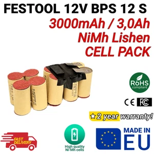 Ni-Mh Cell Pack for Festool BPS 12S C12 TDK12 12V 3,0Ah - Picture 1 of 3