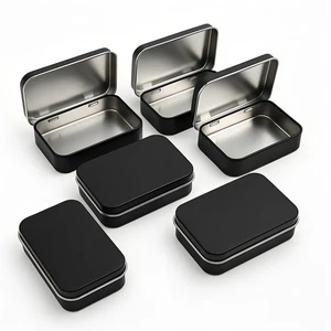 6 Pcs Small Metal Box With Lid -Black Hinged Cookie Jar,Used For Storage, Jew... - Bild 1 von 9