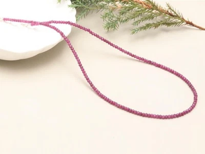 Natural Ruby Faceted Round Gemstone Beaded Minimalist Women Choker Necklaces 18" - Image 1 of 4