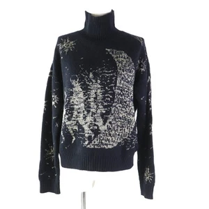 Christian Dior Ladies Knitwear Cashmere Runway Wear Navy Gold Lame Size 42 - Picture 1 of 8
