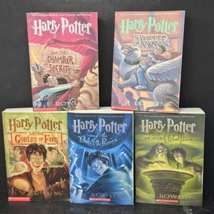 Books 2-6 Harry Potter Paperback Set JK Rowling Helga Hufflepuff Magic w/Box - Picture 1 of 12