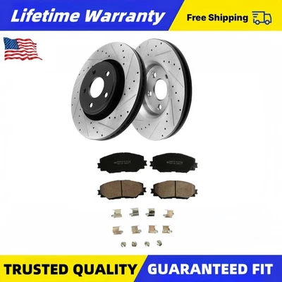 Front Drilled Rotors Brakes Pads For 2009-2019 Toyota Corolla Matrix Vibe xD  Foto 1 de 4