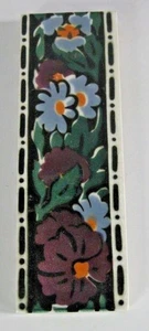 Azulejo borde Art Nouveau verde con motivo de flores Boizenberg Alemania - Imagen 1 de 2
