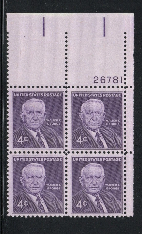 ALLYS STAMPS US Plate Block Scott #1170 4c Walter George [4] MNH OG F/VF [STK] - Image 1 of 1