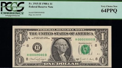 H00009000B 1988A $1 FRN  P.C.G.S 64PPQ - Image 1 of 2