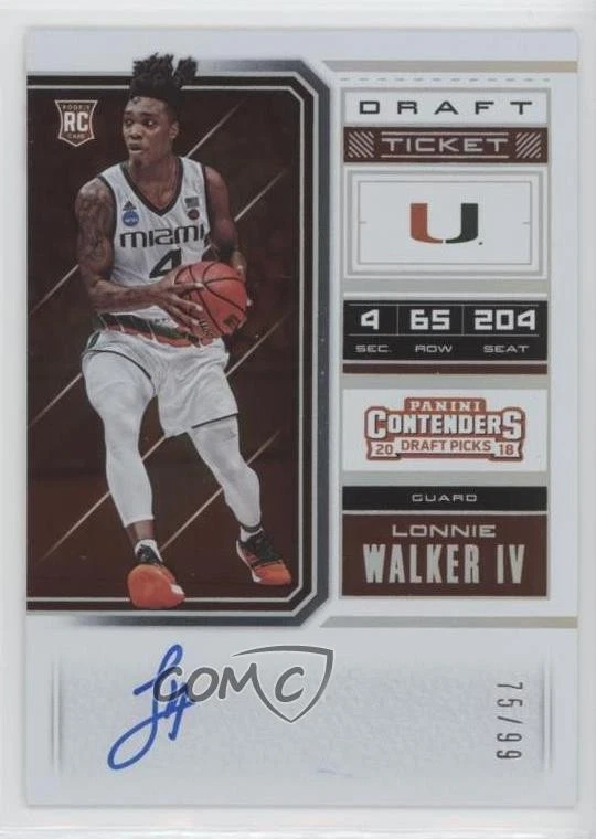 2018 Panini Contenders Draft Picks Ticket /99 Lonnie Walker IV Rookie Auto RC - Image 1 of 2