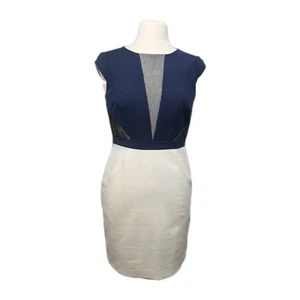 Vestido recto Antonio Melani Baird trabajo profesional azul marino blanco para mujer 4 malla ceñida al cuerpo - Imagen 1 de 12