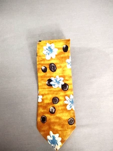 Hugo Boss Seidenkrawatte Herren Gold Blumen Abstrakt Hergestellt in Italien 57" Preppy Altes Geld - Bild 1 von 4