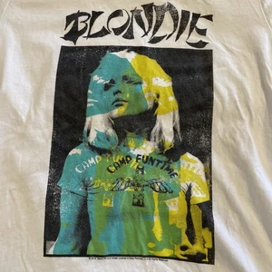 Next Level Blondie Band T Shirt Large Camp Funtime White Debbie Harry Rock VTG - Picture 1 of 14