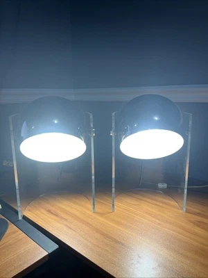 MCM Robert Sonneman Curved Eye Ball Space Age Orb Chrome Lamp Set Of 2 - Image 1 of 4