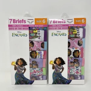 2x Disney Encanto Girls Briefs Size 6 100% Cotton 7pk Each (14 Total Pairs) New - Picture 1 of 4