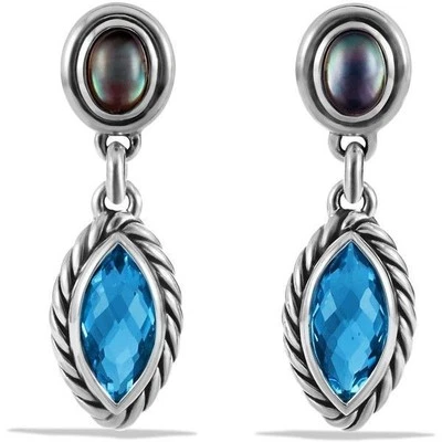 Pendientes colgantes de confeti David Yurman con topacio azul y madreperla Foto 1 de 4