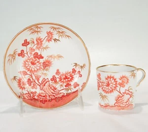 Antique Spode Iron Red Bamboo & Rock Porcelain Cup & Saucer - Picture 1 of 12