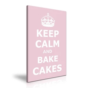 Keep Calm and Bake Cakes Fun Food Print Canvas Wall Art ~ 5 Sizes To Choose - Imagen 1 de 7