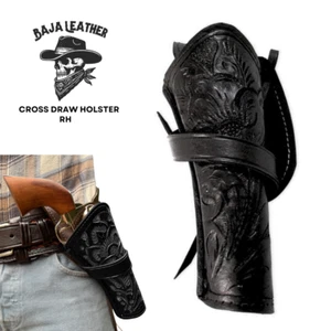 Cross Draw Holster for Revolver | Leather Western Holster Cowboy 22 38 357 44 45 - Picture 1 of 5