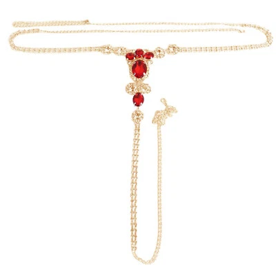 Sexy Rhinestone Thong Panty Gold Red White Body Chain Underwear Lingerie - Image 1 of 4