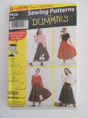 Simplicity 9926 Girls Circular Felt Poodle Skirt Appliques Waist 23" - 37" Uncut - Image 1 of 3