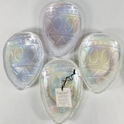 AKCAM Egg Plates Iridescent Turkish Glass Pearl/Lavender Set of 4 Easter NWT - Image 1 of 3