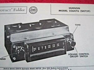 1953 HUDSON 236476 (SH759) RADIO PHOTOFACT - Picture 1 of 1