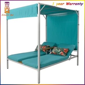 Daybed Outdoor Patio Lounge Bed Sunbed with Cushions & Adjustable Seats Rattan - Picture 1 of 17