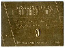 STAR TREK RA 2007 THE COMPLETE MOVIES GOLD PLAQUE INSERT CARD G9 INSURRECTION