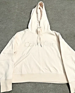 Calvin Klein Performance Women’s Cropped Top Hoodie M PINK Long Sleeve - Picture 1 of 9