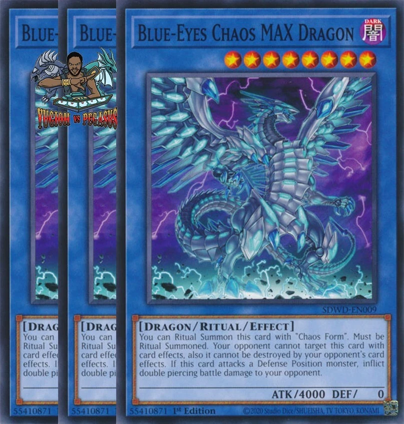 Yugioh! 3x Blue-Eyes Chaos MAX Dragon SDWD-EN009 Common NM - Image 1 of 1