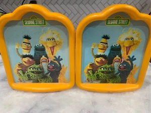 Vintage 1980 Sesame Street Bookends Plastic Yellow Bert Ernie Big Bird Oscar - Imagen 1 de 4