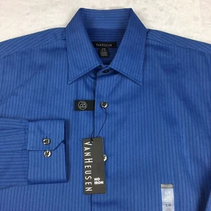 Van Heusen Dress Shirt Men's Small/Petite 14-14.5 Blue Pinstripe No Iron NWT! - Picture 1 of 11