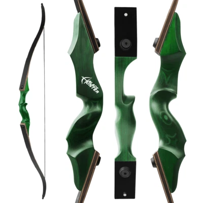 20-60lbs 60" Takedown Recurve Bow Black Hunter Wooden Longbow Archery Hunting - Image 1 of 4