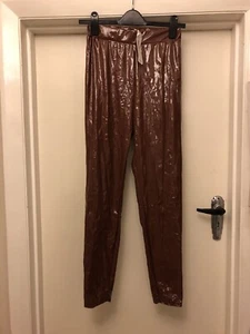 I Saw It First Chocolate Brown Vinyl Legging Trousers 8 BNWT - Picture 1 of 4