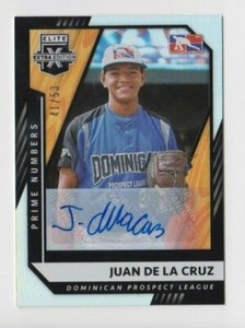 Juan De La Cruz 2021 PANINI ELITE EXTRA EDITION PRIME NUMBERS ROOKIE AUTO /53